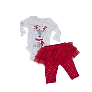 Carter's Baby Girl Reindeer Tutu Legging Holiday Outfit 3 Months 3M